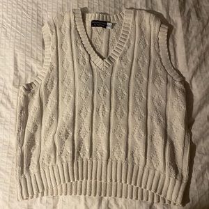 White cable knit sweater vest